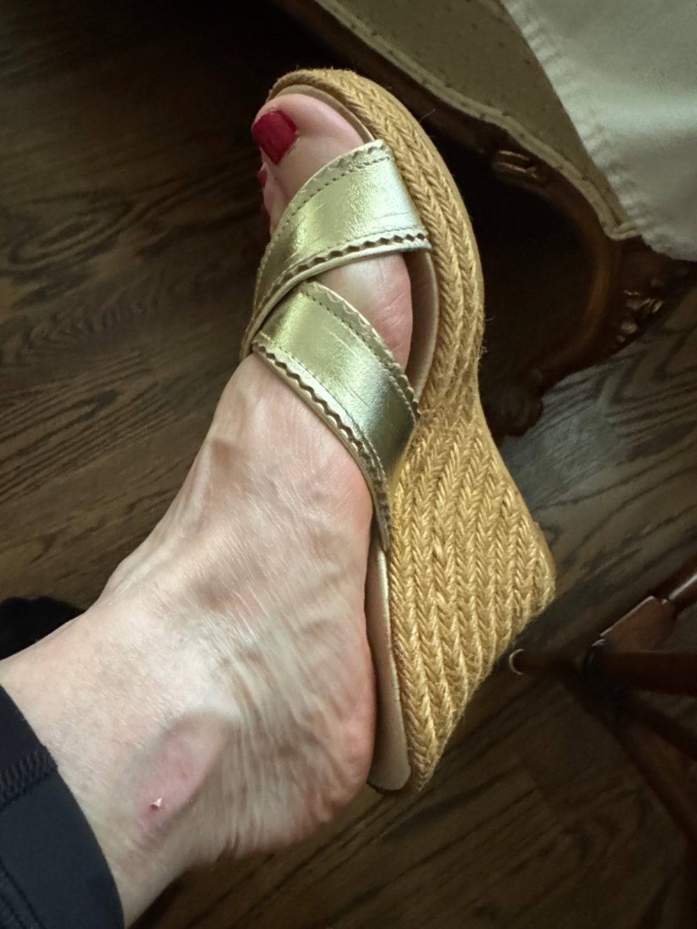 KORS Michael Kors Metallic Gold Braided Wedge Slide